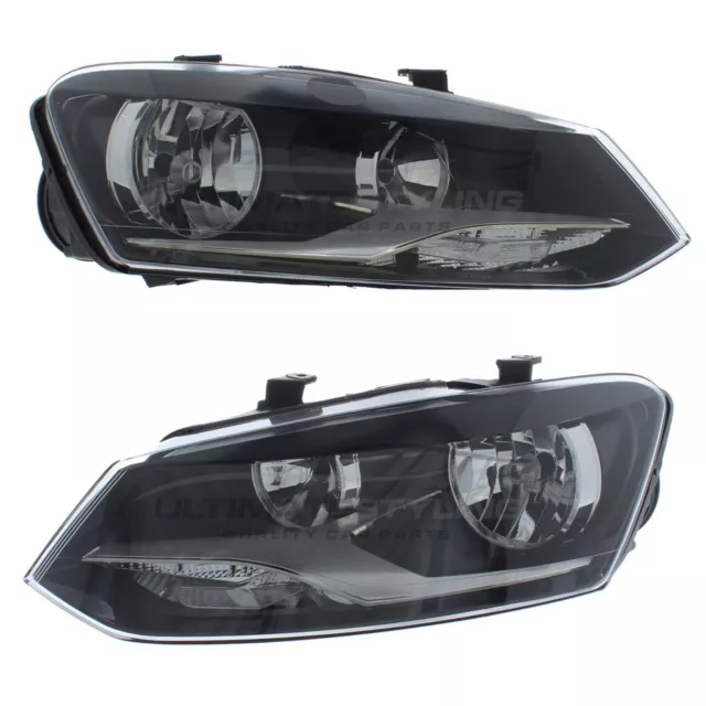 Headlights VW Polo Mk5 6R 2009-2015 Twin Reflector Headlamps 1 Pair Left & Right