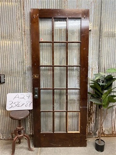 15 Pane Glass Door (35.5X88), Vintage American Door, Architectural Salvage, A29