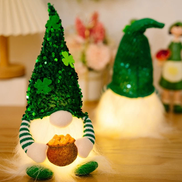 St Patrick's Day Gnome Led Light Up Irish Gnomes Luminous Saint Patrick Faceless