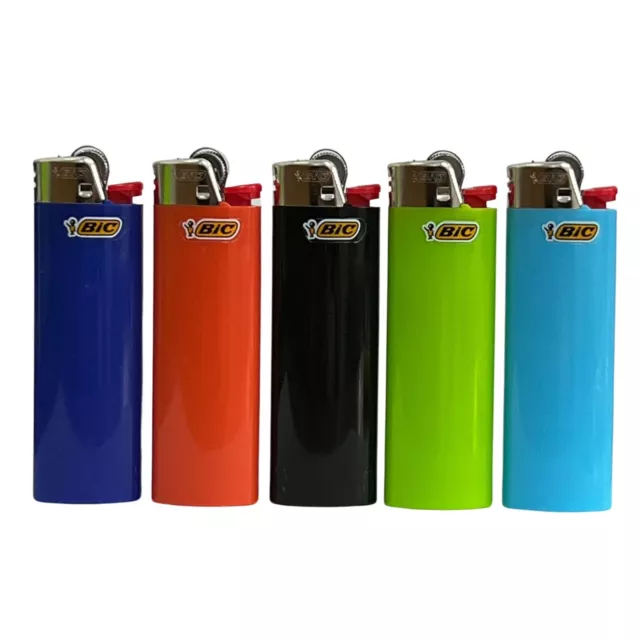 5 Genuine BIC Maxi Lighters Assorted Colours Pocket Size Summer BBQ Candles