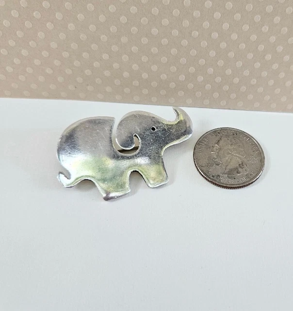 Large Sterling Silver Vintage/Antique 2" Elephant Brooch Pin