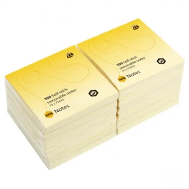 NEW 6 Packs Marbig Stick Sticky Notes 100 Sheet 75x75mm Yellow Pack 12 BULK