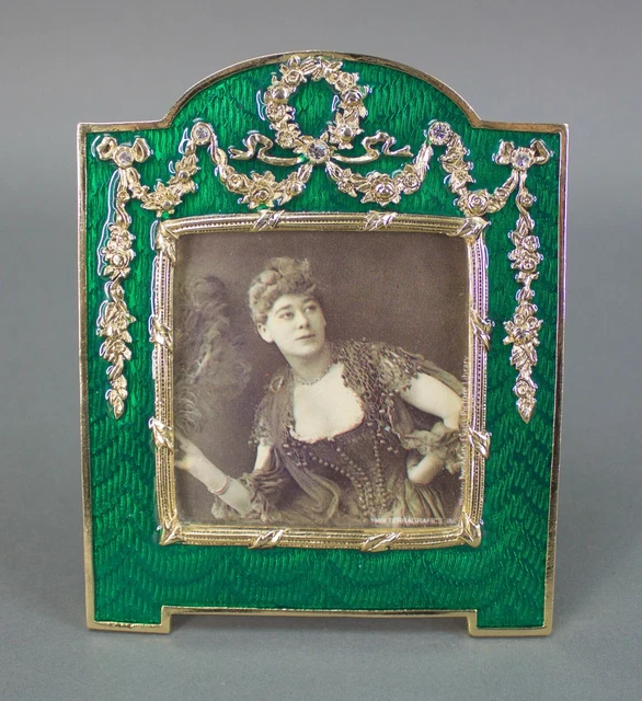 Terragrafics Arch Garlands Green Emerald Enamel Guilloche Frame Faberge Design