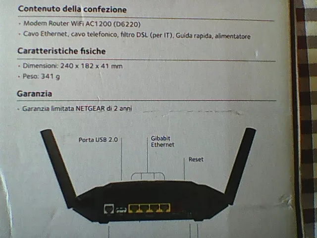 Netgear Modem Router WiFi ac1200 - Modello D6220 - Nuovo - Fibra/ADSL