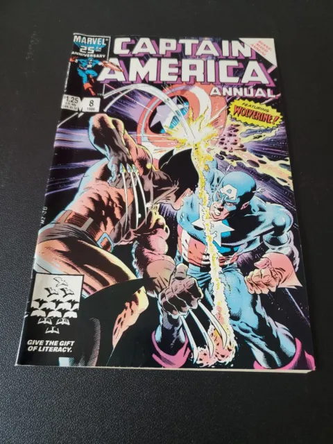 CAPTAIN AMERICA ANNUAL # 8 (1986) - Wolverine Vs Captain America Battle Cover