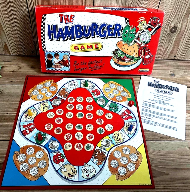 THE HAMBURGER GAME Spears/Mattel Board Game 100 Complete Vintage 1995