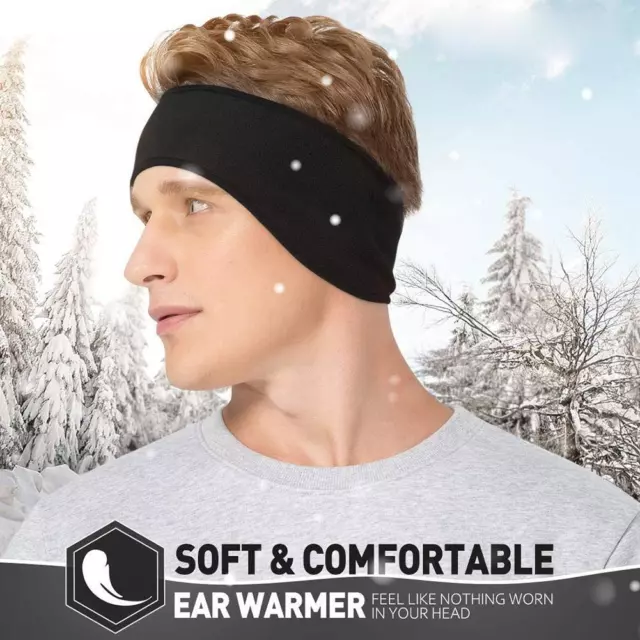 Fleece Winter Headband Ear Warmers Muffs For Men Women Ski Yoga Running D5Y6