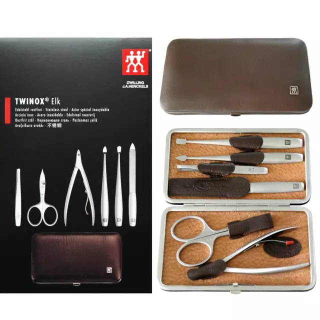 Zwilling Twinox Elk Maniküre-Set 6-tlg./ Manicure/ Etui/ Elchleder/ 97179-006