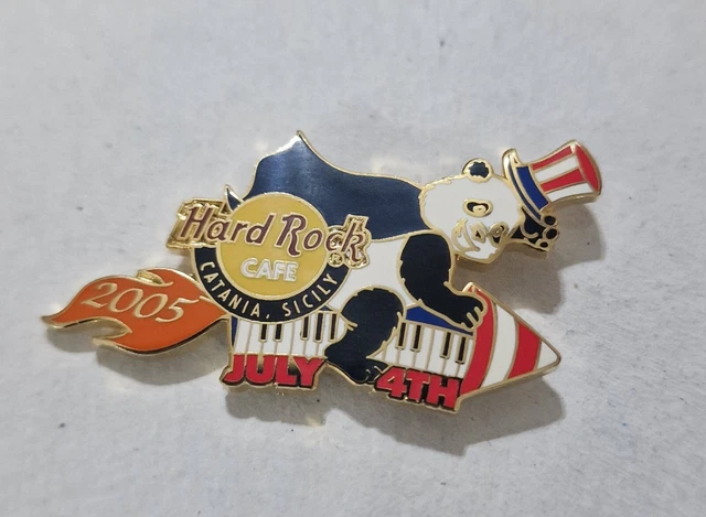 Hard Rock Cafe Catania 4th of July Uncle Sam Panda Rocket Fireworks Pin - RARE