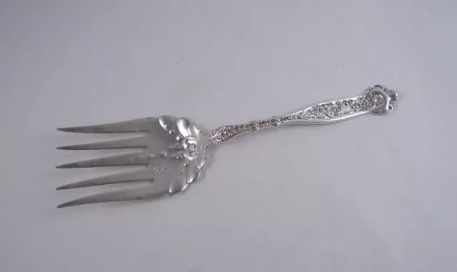 Whiting Dresden Fish Serving Fork Unusual Smaller 8" Size Sterling Silver