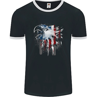 T-shirt Ringer da uomo American Eagle with Stars & Stripes bandiera USA fotoL