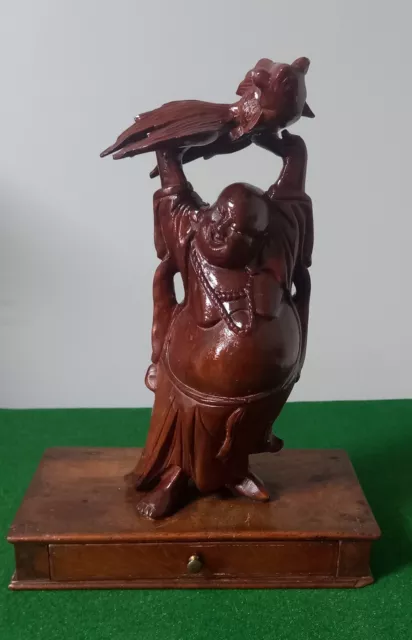 Vintage Chinese hand carved red wood figurine