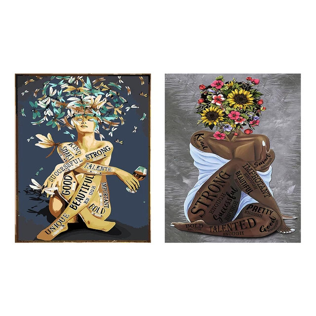 Kit de pintura al óleo para niña tatuaje por números hágalo usted mismo pintura acrílica sobre lona sin marco
