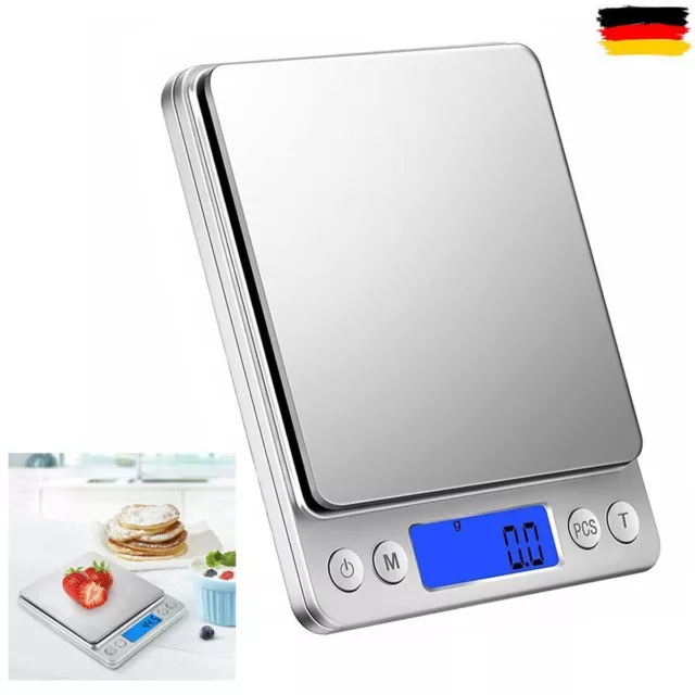 3Kg/0.1g Küchenwaage Digital LCD Electronic Grammwaage Haushaltswaage Edelstahl