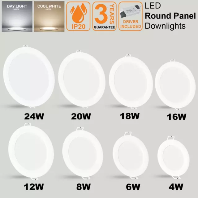 LED Round Ceiling Light Recessed Ultra Slim Panel Down Lights Bathroom Spot Lamp