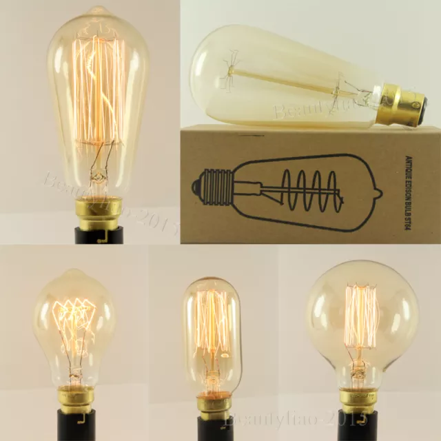 Dimmable Edison Bulbs B22 Bayonet Retro Antique Filament Industrial Light Lamp