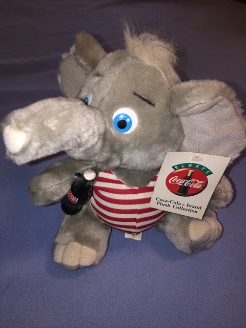 VINTAGE COCA COLA Plush Collection ELEPHANT Swimsuit Ring Bottle NOS