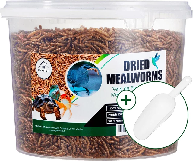 Vermi Della Farina Essiccati Wild Animal Heart - 5L (800g) Per Uccelli E Ricci - Foto 7