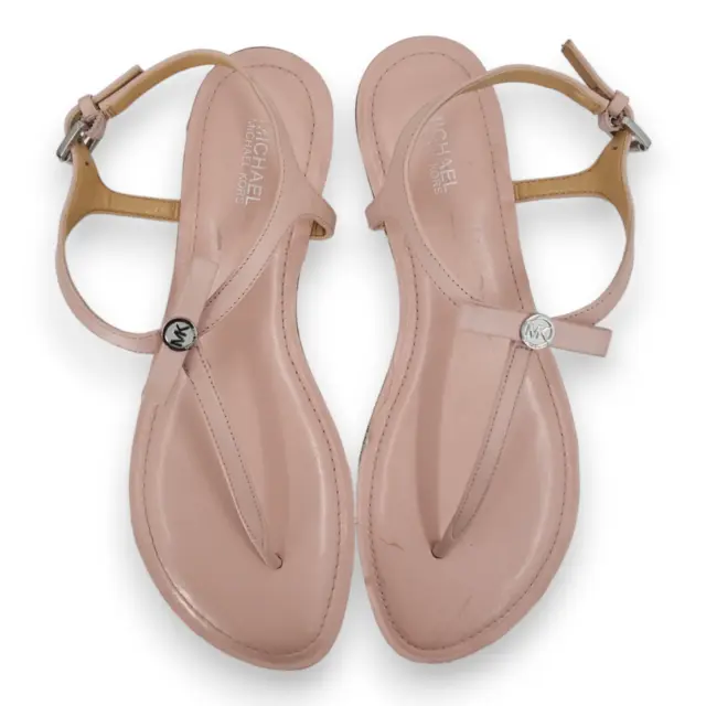 Michael Kors Pink Flat Leather Summer Strappy Thong Sandals Women's Size 7.5