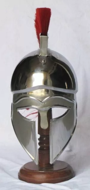 Medieval Greek Corinthian Armour Helmet With Red Plume Knight Spartan Helmet