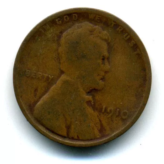 1910 P Wheat Penny Key Date Us Circulated One Lincoln Rare 1 Cent U.s Coin #1555