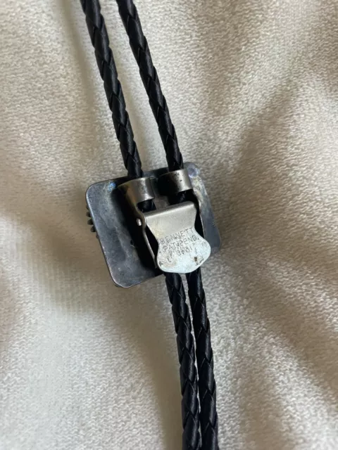 VINTAGE BOLO TIE Real Silver And Turquoise - Great Condition - Bennett ...