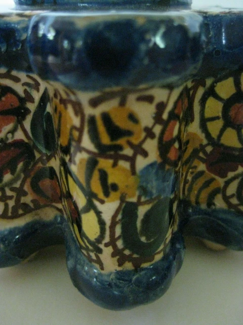 ANTIQUE SPANISH FAIENCE Pottery 8-Quill Inkwell for Rothschild Bros