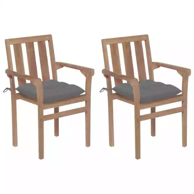 2x/4x/6x/8x Solid Teak Wood Garden Chair with Cushions Multi Colours vidaXL