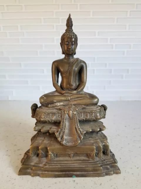 Late 19th Century Buddhism Thai Sukhothai Bronze Buddha Statue