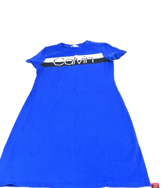 Calvin Klein Blue Crewneck Short Sleeve Logo T-shirt Dress Women's Size Small