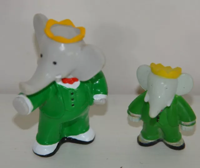 Lot de 2 figurines éléphant roi BABAR L. de Brunhoff 1990 et 2001 TBE