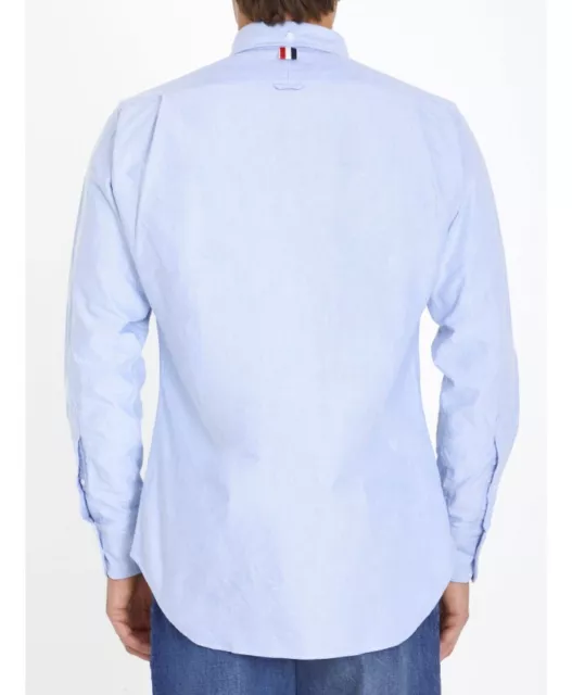 THOM BROWNE Size 3 Large Light Blue Tricolor Grosgrain Cotton Poplin Shirt $595 3