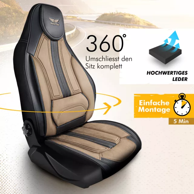 Sitzbezüge passend für Dethleffs Wohnmobil (Schwarz Beige) Pilot 9.13 2