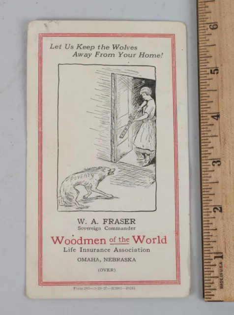 1927 Woodmen of the World Life Insurance One Page Mailer Keeping Wolves at Bay