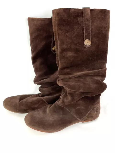 UGG Australia Women’s Highkoo Slouchy Boots Size 7 Brown Suede Leather 1948