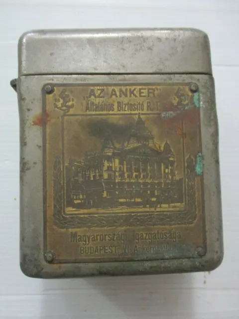 An old heavy metal saving tin box, Hungary, early 1900's.
