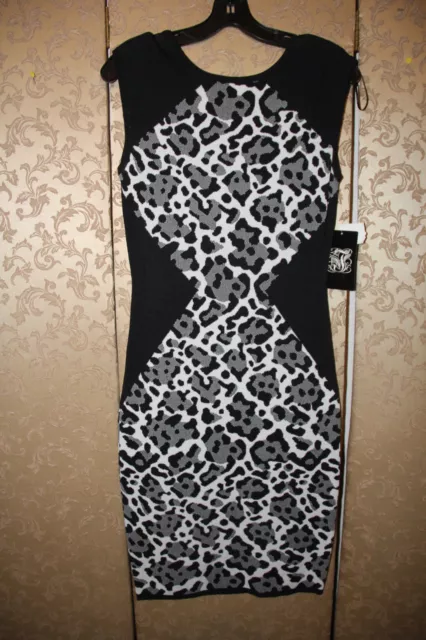 JAX NWT Black Ivory Multi-Color Animal Print Hourglass Sheath Dress Medium M