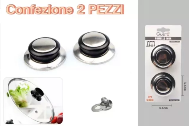 Pomello Inox Per Coperchio Pentola Padella Tegame Manico Universale Cucina 5.5Cm