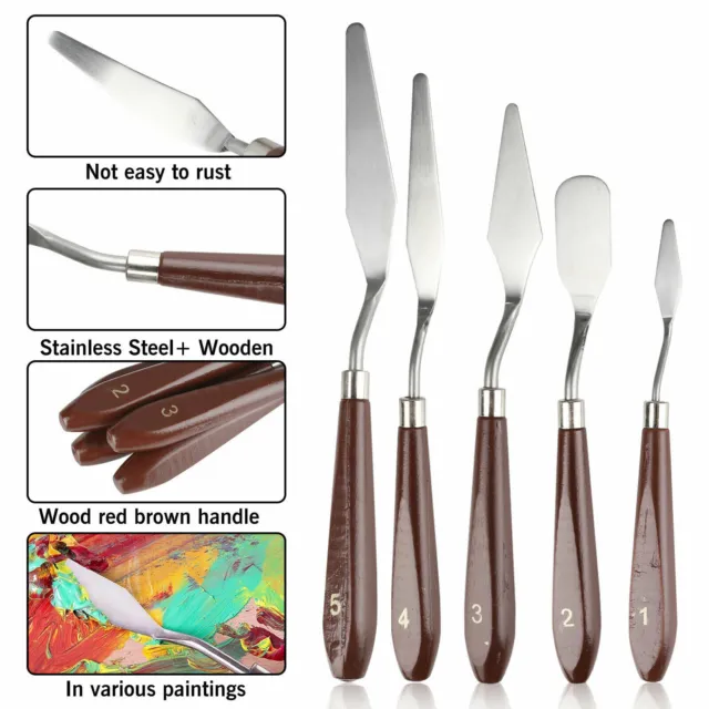 5 piezas raspador de palets de acero inoxidable cuchillo espátula para óleo pintura acrílica arte