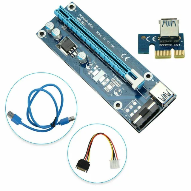 6 Pack USB 3.0 Pcie PCI-E Express 1x To 16x Cable Riser Bitcoin GPU AMD Graphics