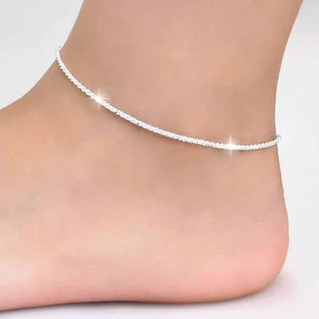 925 Sterling Silver Anklet Jewelry Simple Foot Chain Ankle Chain Leg Bracelet