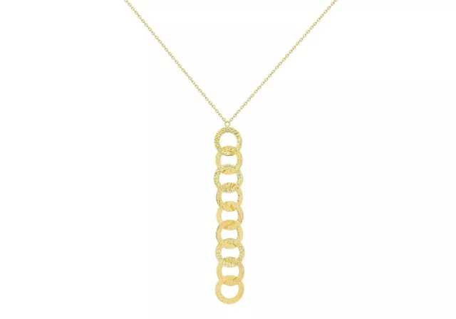 Martelé Anneaux Goutte en Forme de Y Collier 43cm/17' 9ct or Jaune