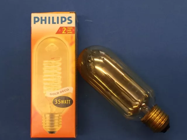 Philips Oro Gold Deco Espiral 230V 35W E27 Tubo T45 Parecido Lámpara de Carbón 2