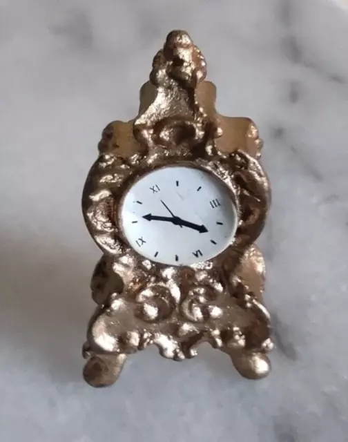 Doll’s House Vintage Ornate Gold Clock French Louis Style Good Con