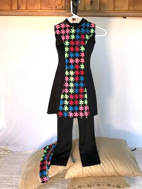 Black & Multi Color Youth & Adult Mini Dress/Tunic & Leggings Dance Costume 3