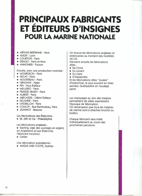 Guide des Insignes des Batiments de la Marine Nationale 1936-1970 Fasicule N° 10 2