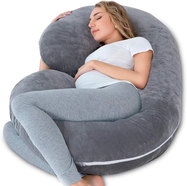 NiDream Oreiller de Grossesse avec revêtement en Velours, Gris