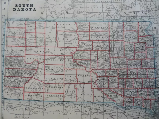 South Dakota Badlands Rapid City Deadwood Fargo 1891 Balch detailed state map