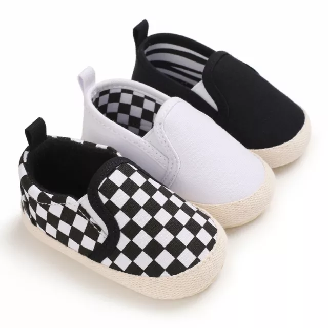 Infant Baby Boy Canvas Shoes Flat Soft Sole Toddler Slip On Newborn Crib Sneaker