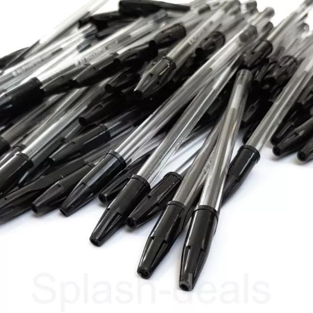 100 Black Ballpoint Pens Medium Tip - Bulk Buy Clearance - Multi Buy Discount